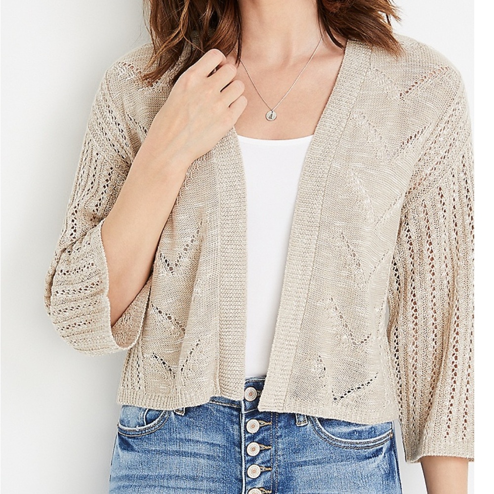 Tan Kimono Sleeve Cropped Cardigan